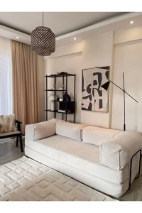 Relax 200cm Kanepe, Fitilli Kadife, Yıkanır, Silinir, Dinlenme Koltuğu, Yatak Olabilen, Krem